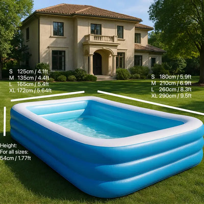 AquaFort Heavy Duty PVC Rectangle Inflatable Pool
