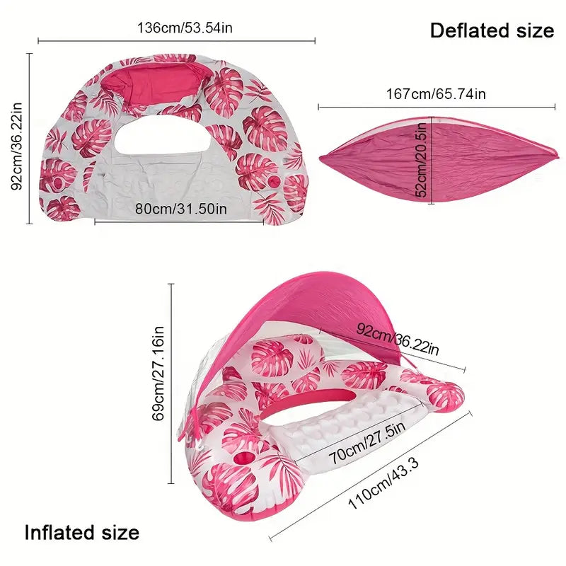 AquaLeaf Inflatable Swimming Lounger with Sunshade