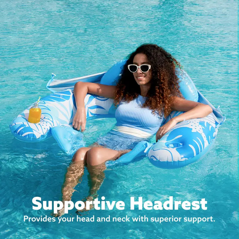 AquaLeaf Inflatable Swimming Lounger with Sunshade
